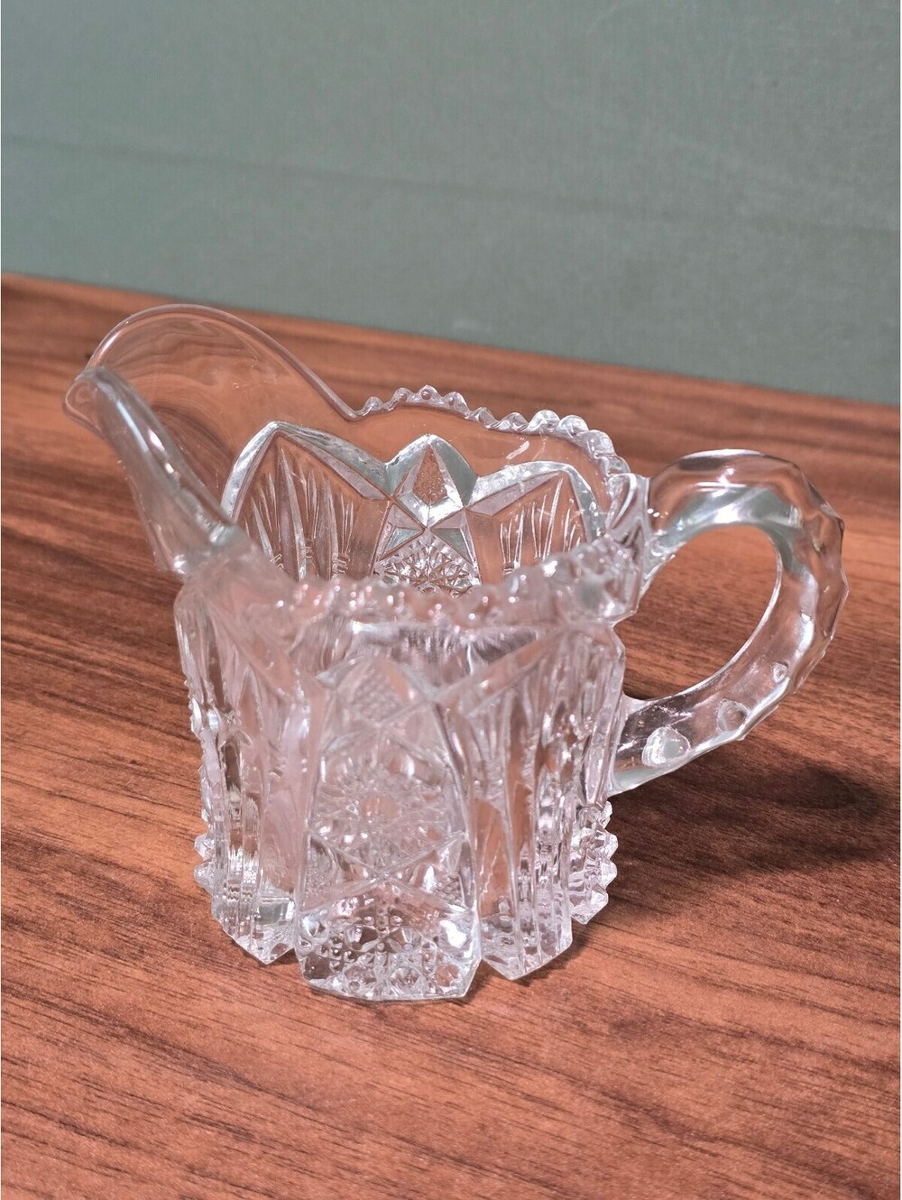 Vintage Imperial Glass Nucut 212 Clear Cut Glass Creamer Pitcher